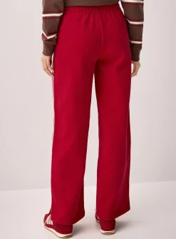 Track stripe wide-leg sweatpant