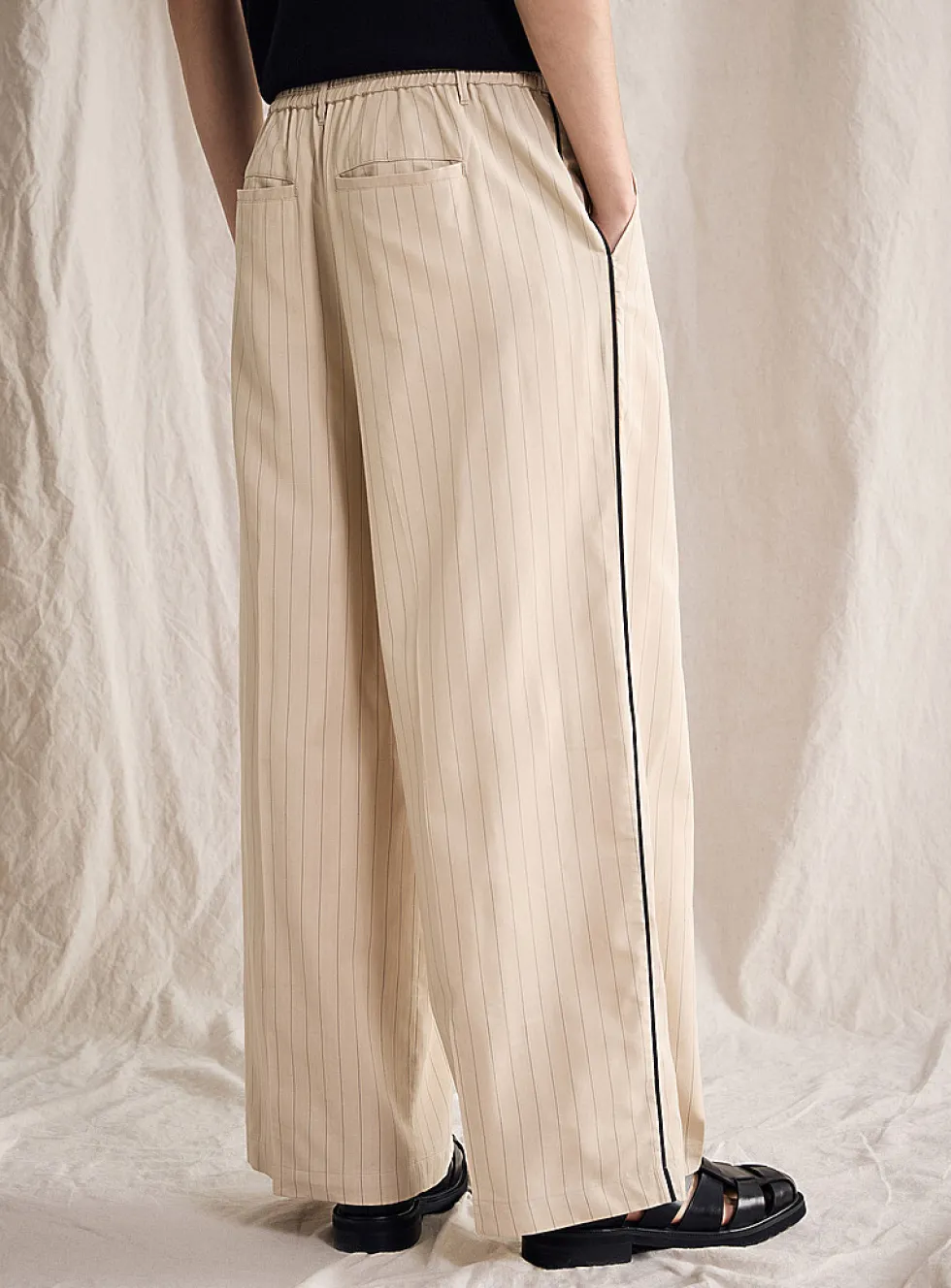 Trimmed banker-stripe pant