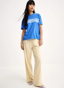 Tropical print blue boxy-fit T-shirt