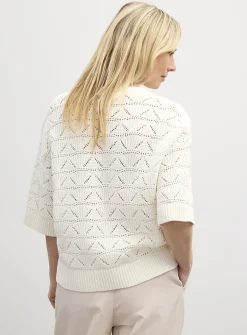 Two-tone openwork boxy-fit sweater