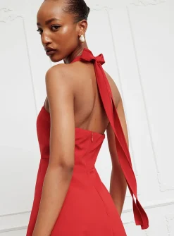 Valentina halter neckline flared dress
