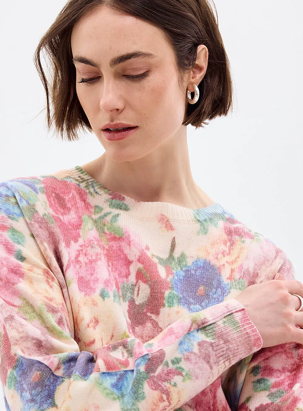 Vintage flowers plush sweater