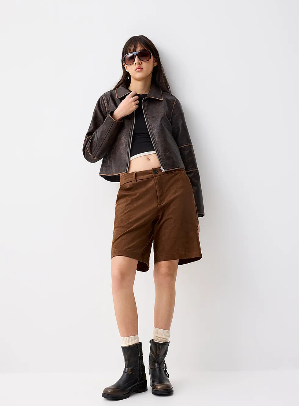 Vintage-style faux-leather coat
