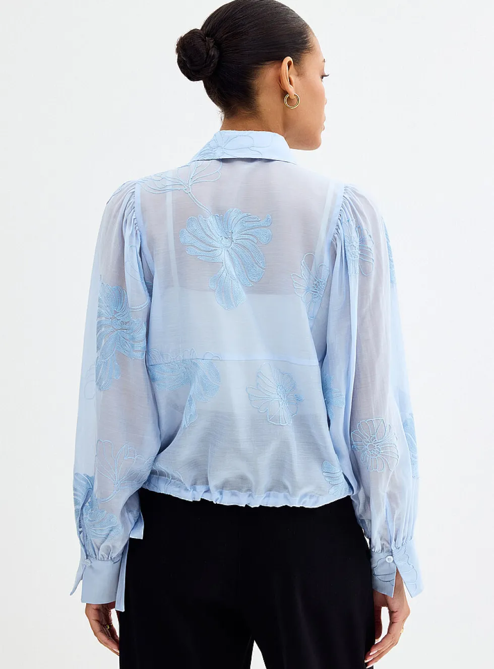 Vira embroidered sky blouse