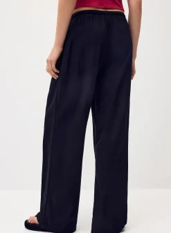 Viscose and linen wide-leg pant