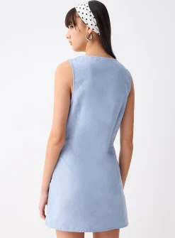 V-neck oxford shirtdress