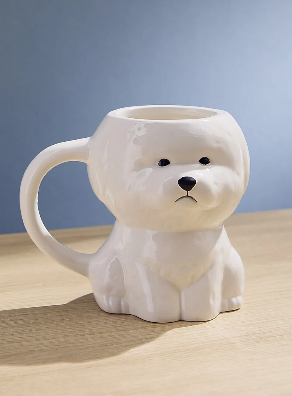 White dog mug