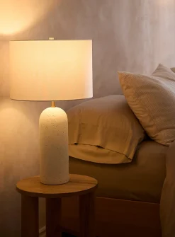 White resin base table lamps