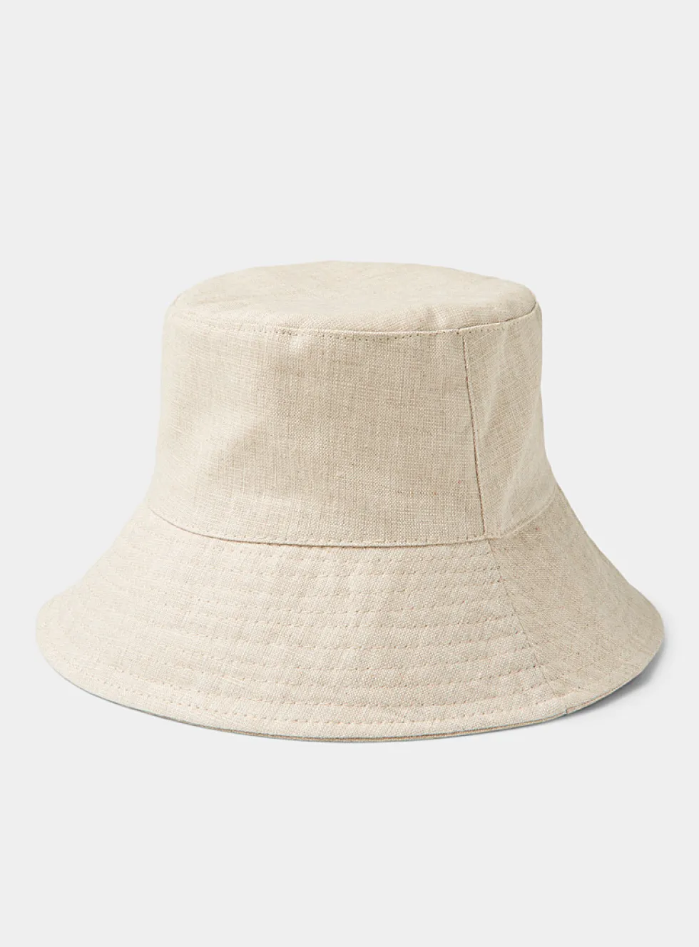 Wide-brim pure linen bucket hat