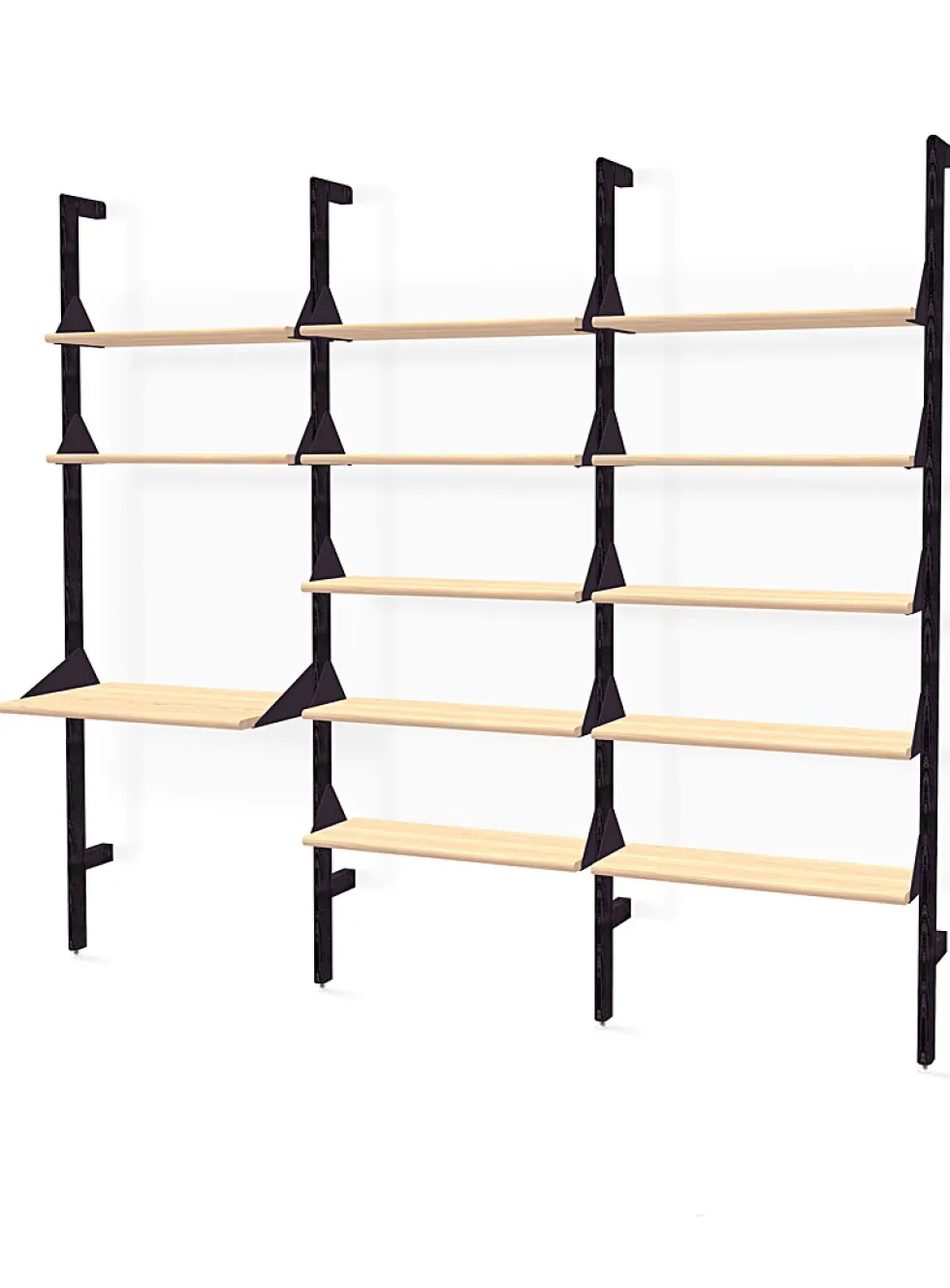Wood and metal triple shelf with desktop