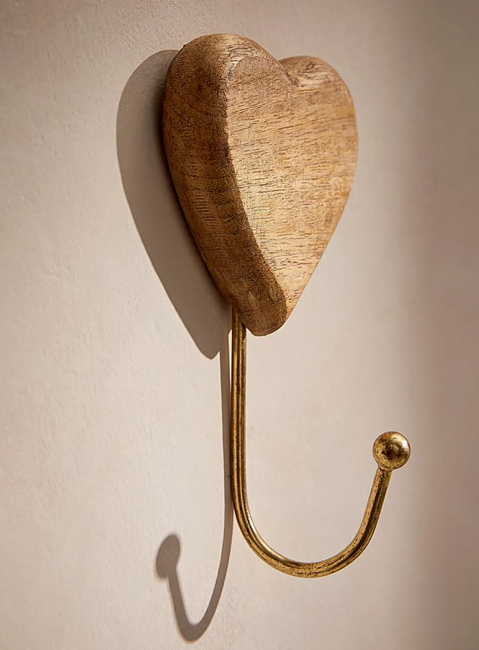 Wooden heart wall hook