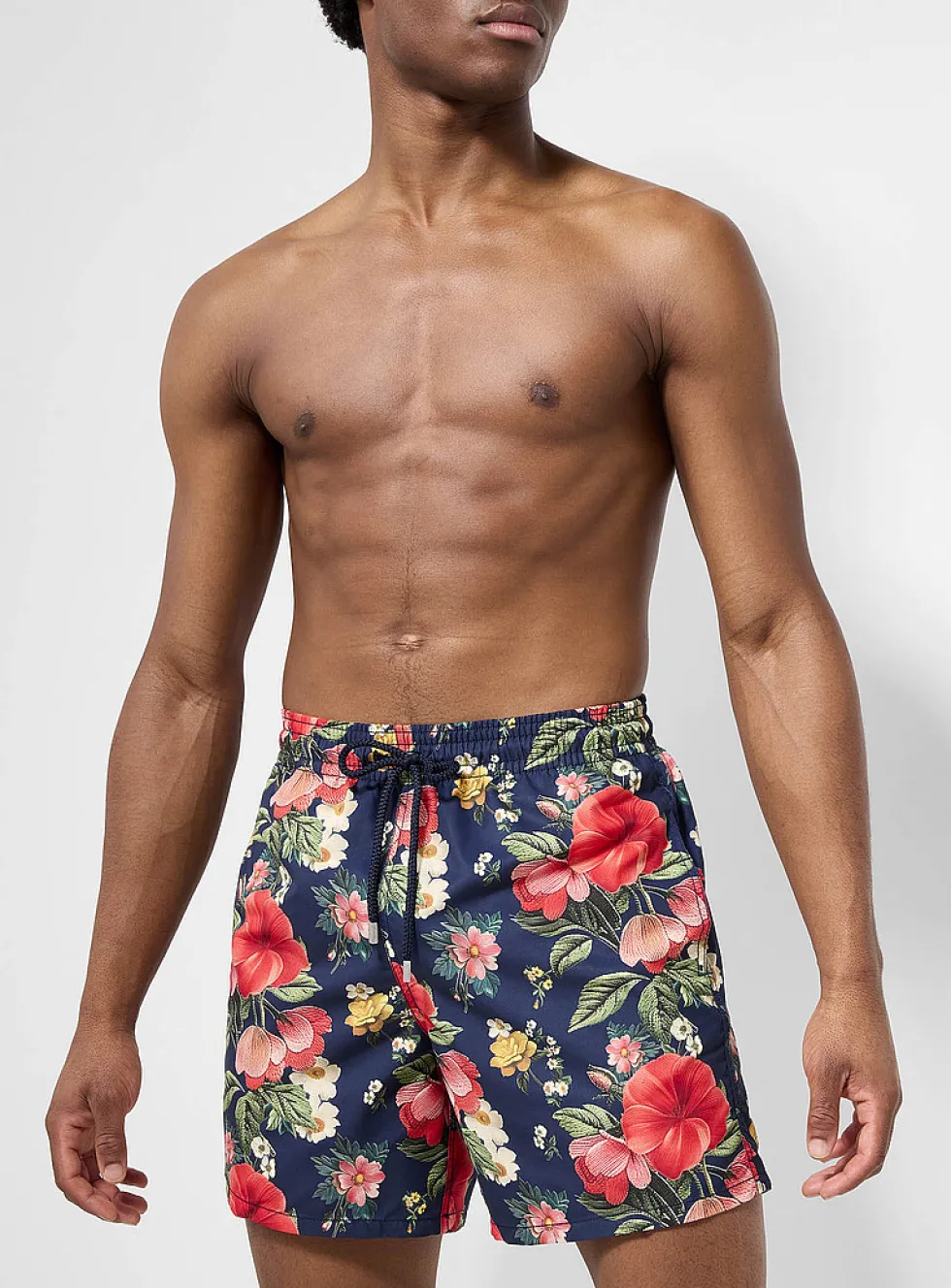 Woodland flower and strawberry swim trunk