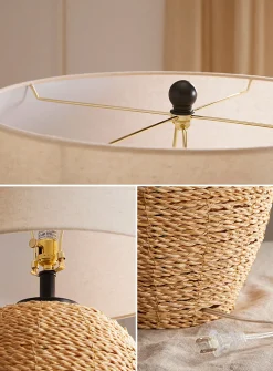 Woven rattan table lamp
