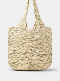 XL openwork braided straw tote bag