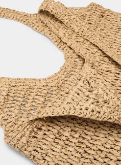 XL openwork braided straw tote bag