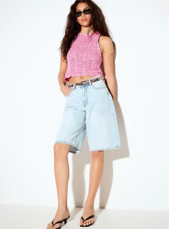 Zuri heathered knit cropped openwork cami
